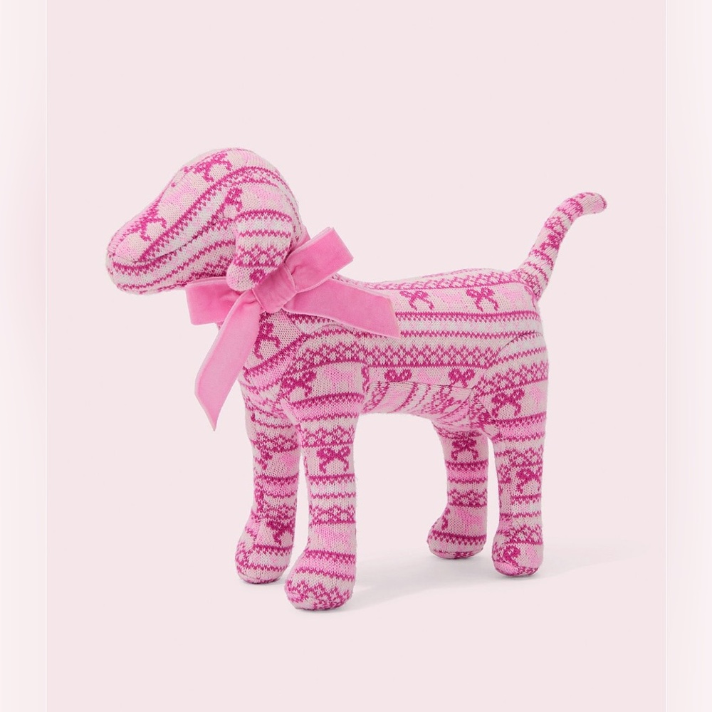 PINK X LoveShackFancy Medium Dog Pretty Fairisle Plush Collectible NWT